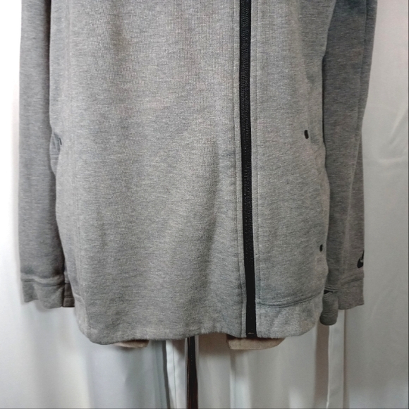Nike Women Side Zip Hoodie, Gray, Fleece Waist Drawstring, Logo, Pockets, L - Picture 4 of 16